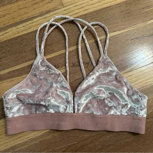 PINK Victoria’s Secret Velvet Triangle Bralette, Very Soft, Strappy, M - Picture 1 of 13